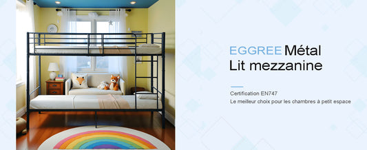 EGGREE Cadre de lit double amovible en fer