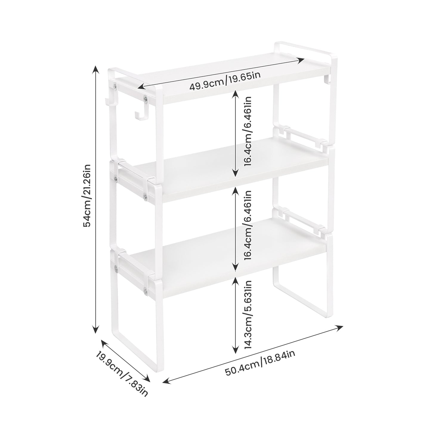 PONCE Étagère de rangement empilable pour cuisine, gain de place, 1/3/5 pièces - Feu/Bois/Blanc