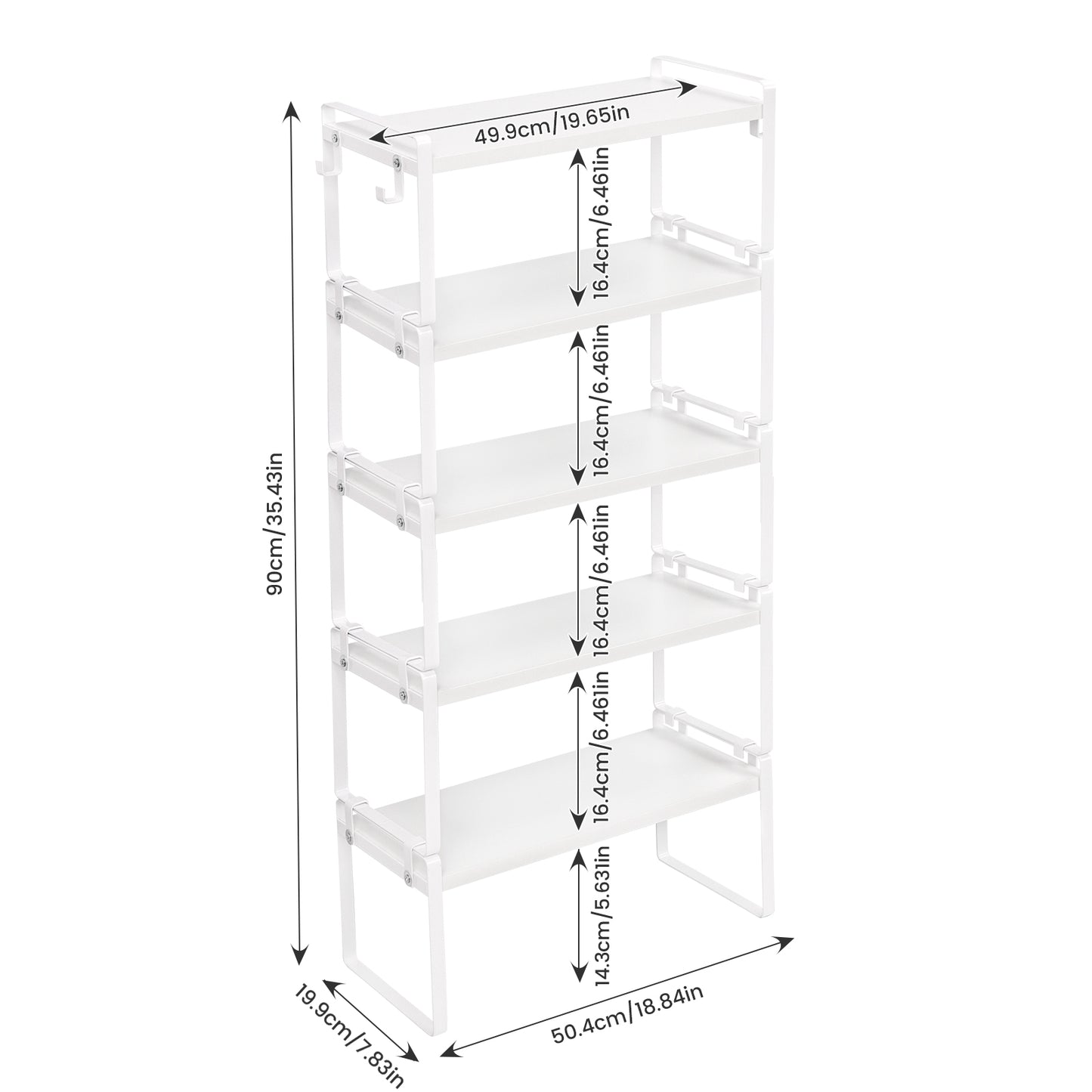 PONCE Étagère de rangement empilable pour cuisine, gain de place, 1/3/5 pièces - Feu/Bois/Blanc