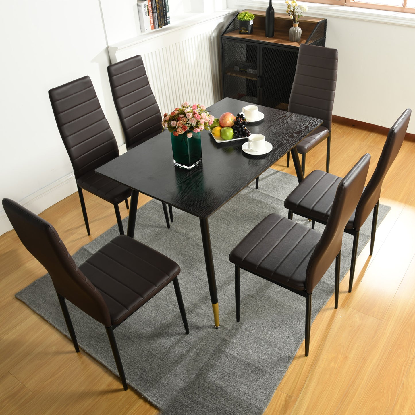 Chaises de Salle à Manger Multicolores en PVC - Pieds Noir Mat, 41,5x52x98CM, Lot de 4