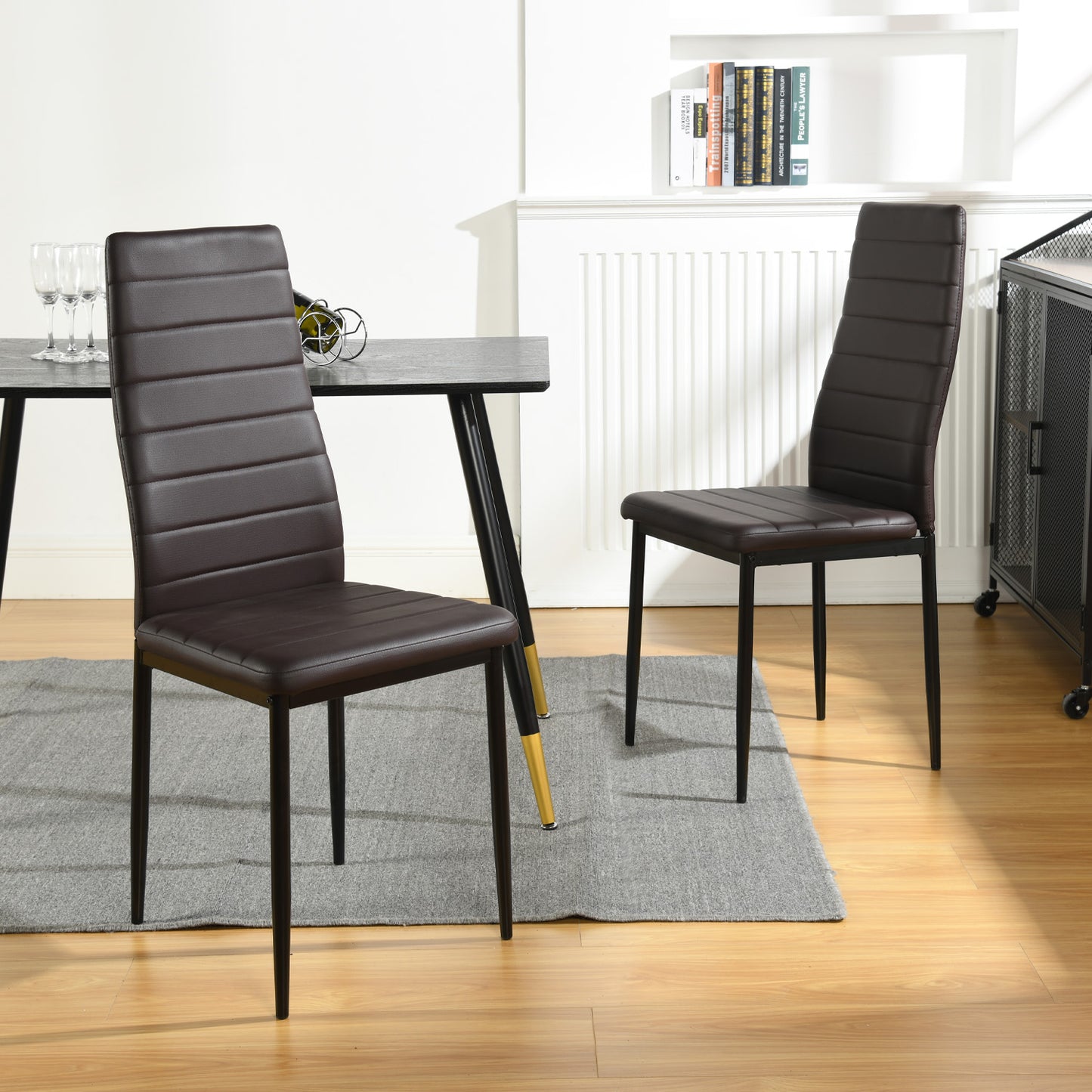 Chaises de Salle à Manger Multicolores en PVC - Pieds Noir Mat, 41,5x52x98CM, Lot de 4
