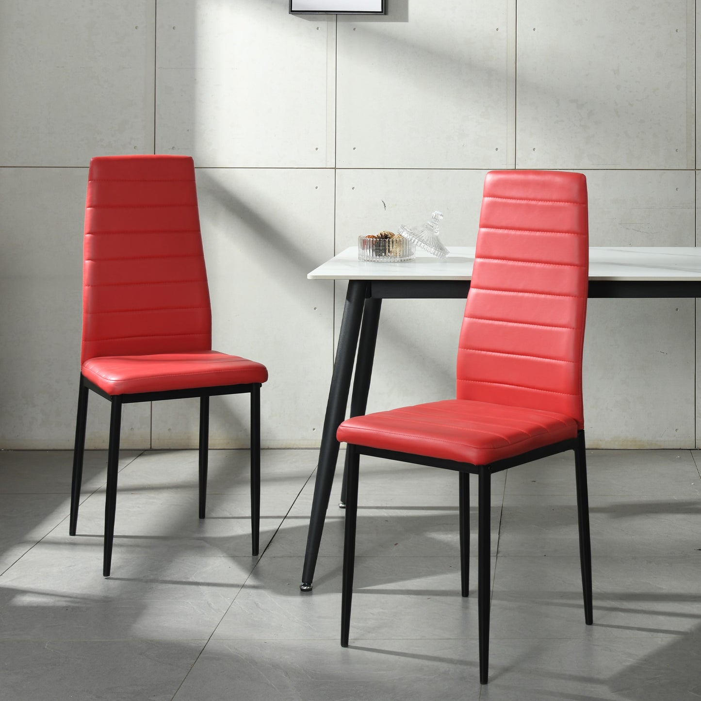 Chaises de Salle à Manger Multicolores en PVC - Pieds Noir Mat, 41,5x52x98CM, Lot de 4
