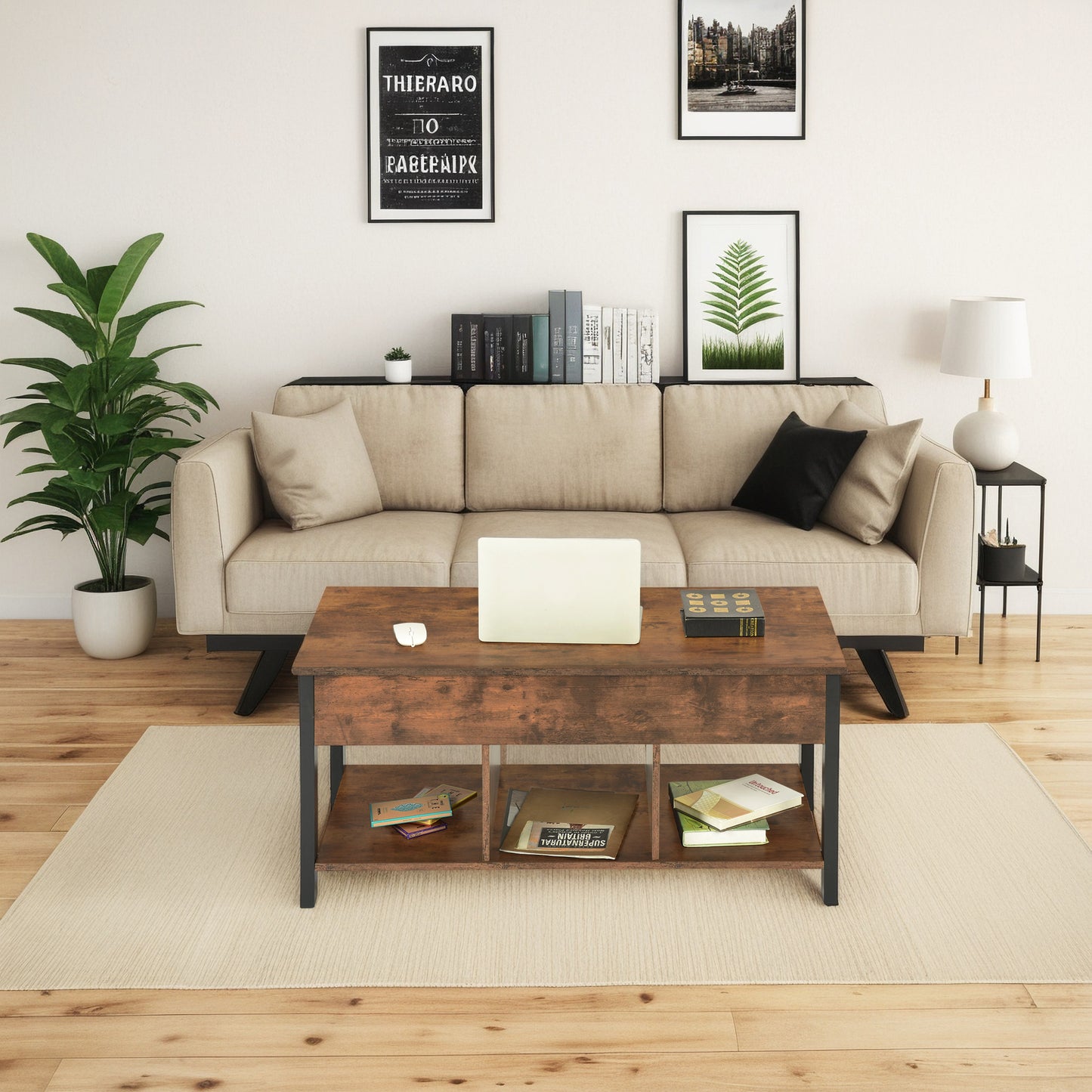 BAGGS Table basse relevable avec rangement