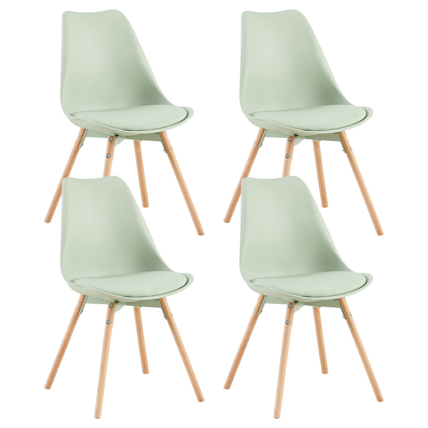 Lot de 4/6 Chaises Latérales OATS – Gris Bleu Clair / Gris Bleu Foncé/Crème glacée verte