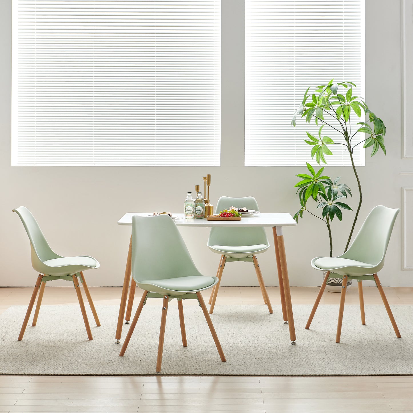 Lot de 4/6 Chaises Latérales OATS – Gris Bleu Clair / Gris Bleu Foncé/Crème glacée verte