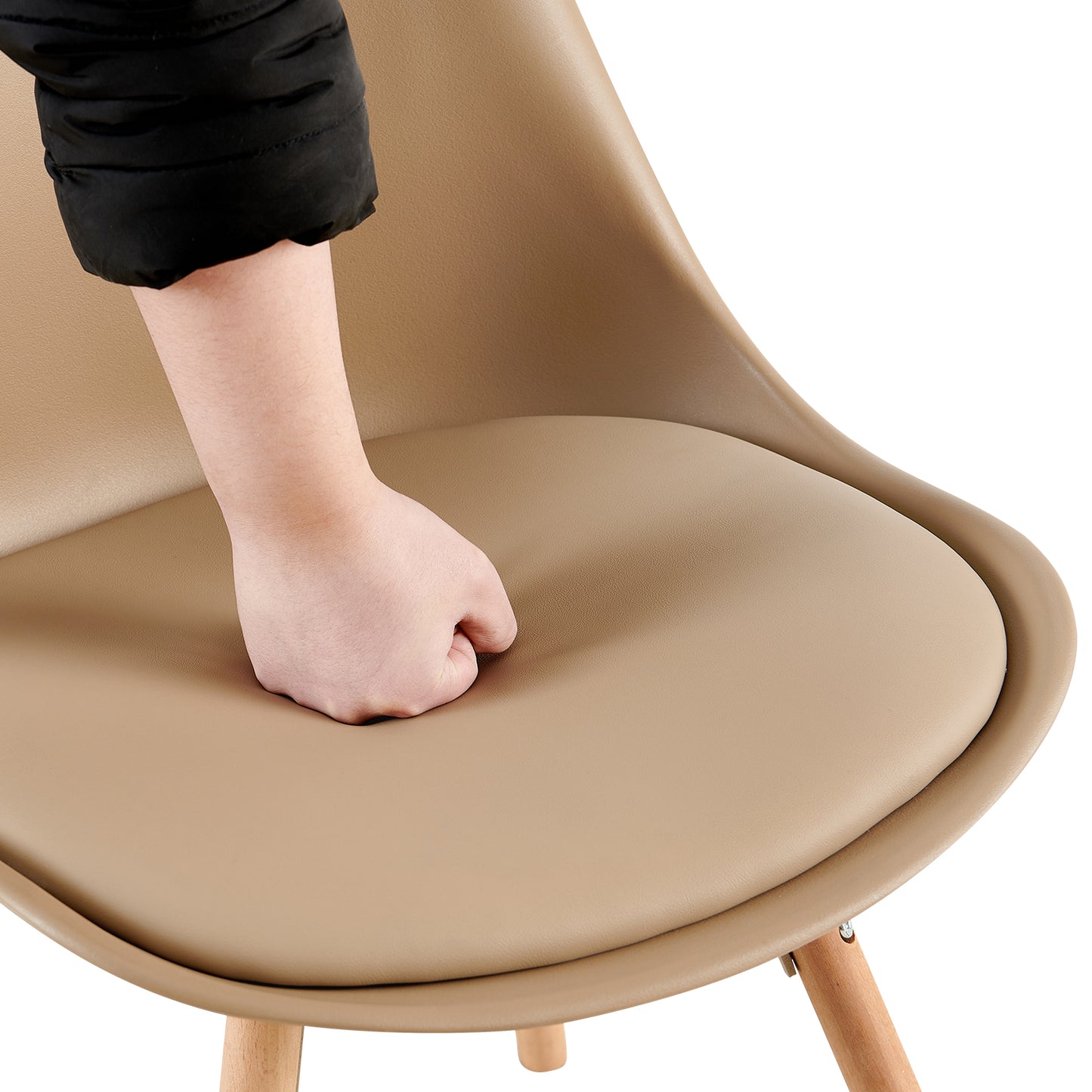 Ensemble de 4/6 chaises de salle à manger OATS, rembourrées, Kaki/Kaki clair