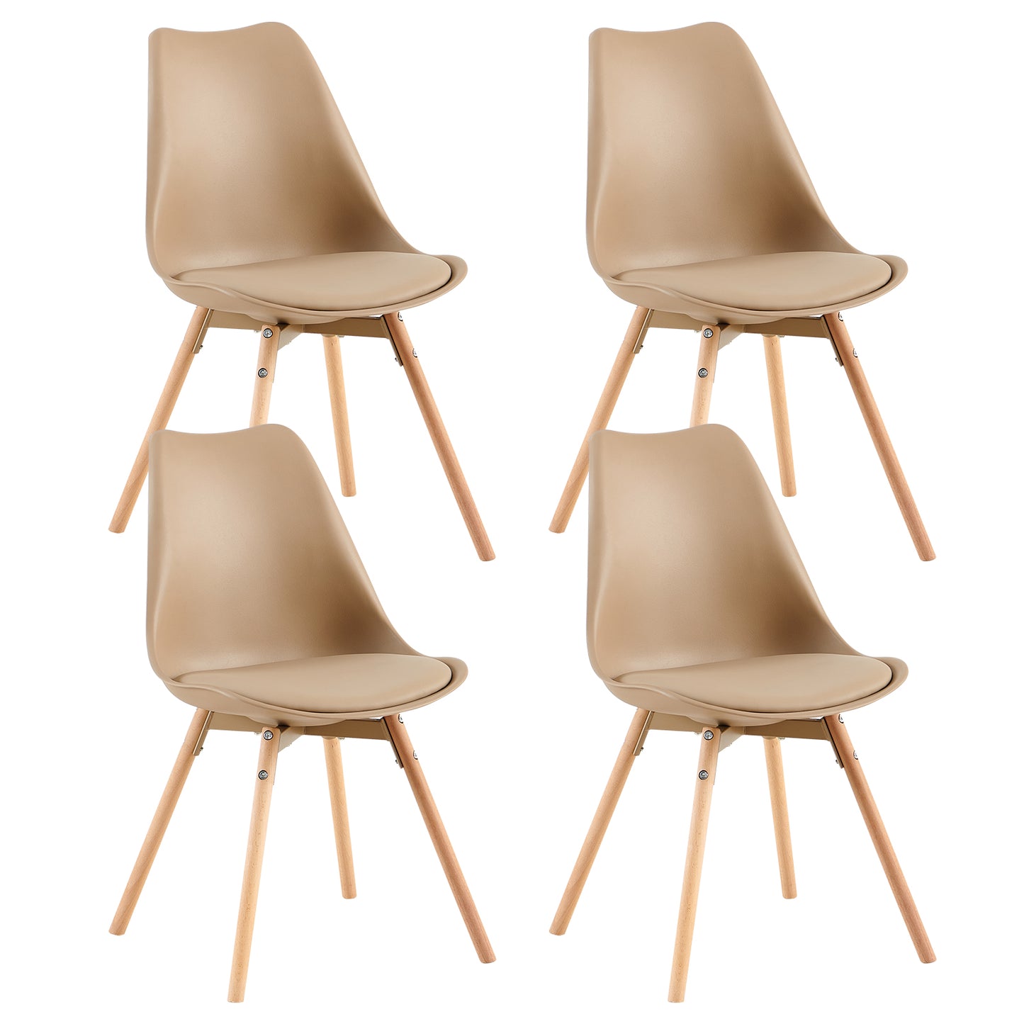 Ensemble de 4/6 chaises de salle à manger OATS, rembourrées, Kaki/Kaki clair