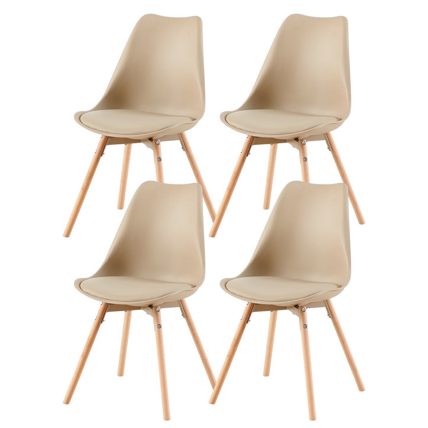Ensemble de 4/6 chaises de salle à manger OATS, rembourrées, Kaki/Kaki clair