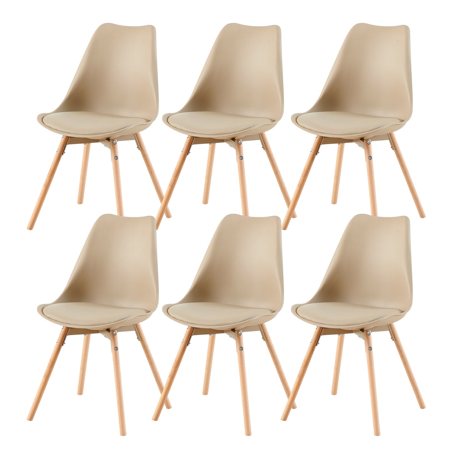 Ensemble de 4/6 chaises de salle à manger OATS, rembourrées, Kaki/Kaki clair