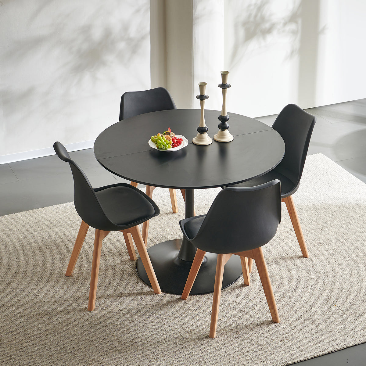 Table à manger à tréteaux TULIP 100 cm - Blanc/Noir