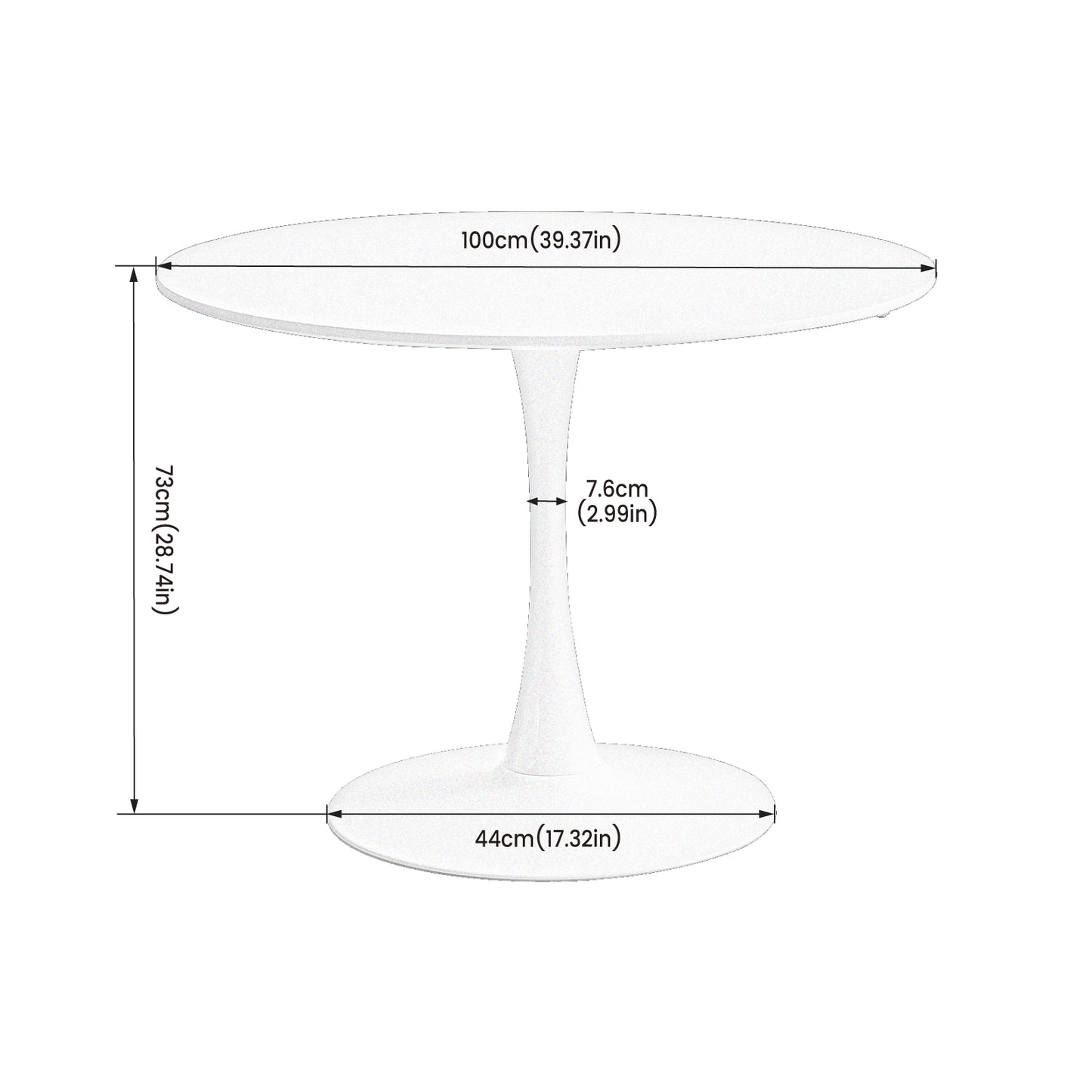 Table à manger à tréteaux TULIP 100 cm - Blanc