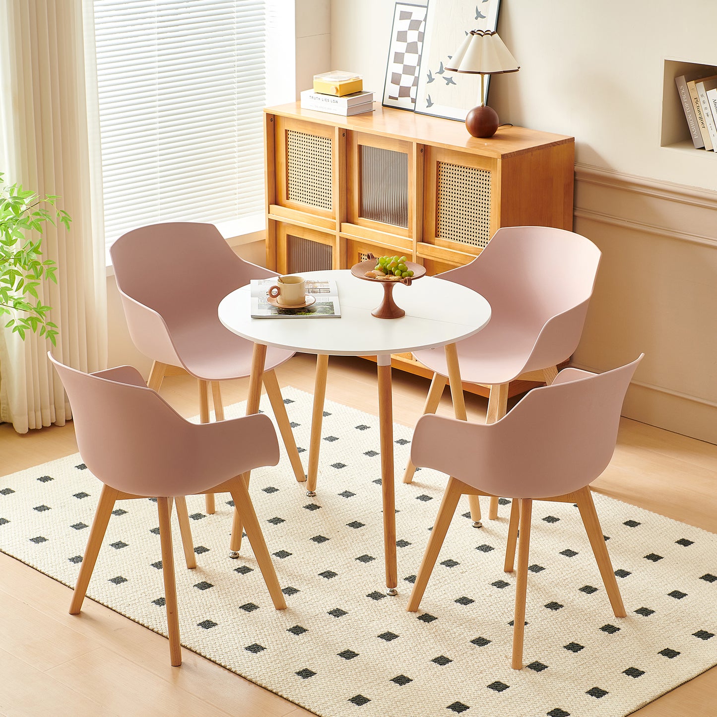 Lot de 4 chaises d'appoint rembourrées - Pâte de haricots/Vert crème glacée-CLOVER