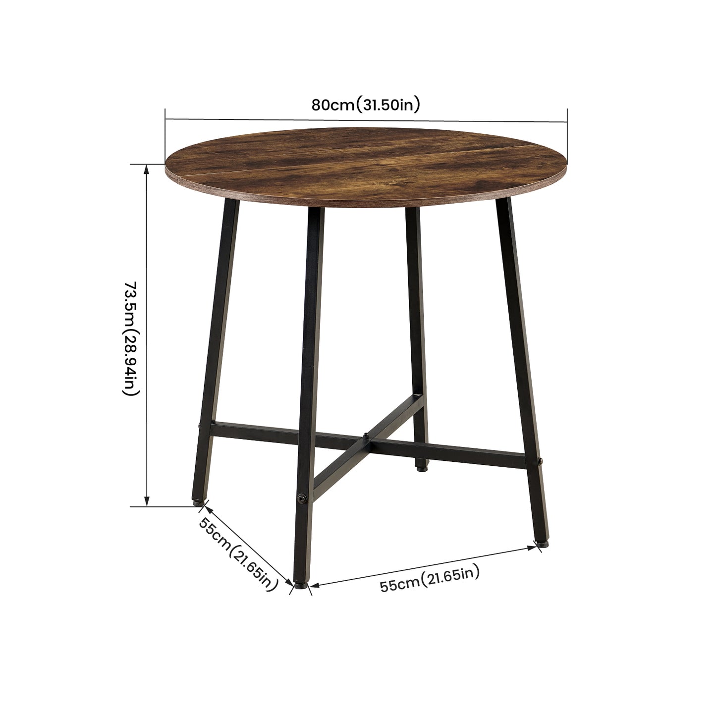 Table de salle à manger 80 cm avec pieds en fer - Marques de feu - COBB