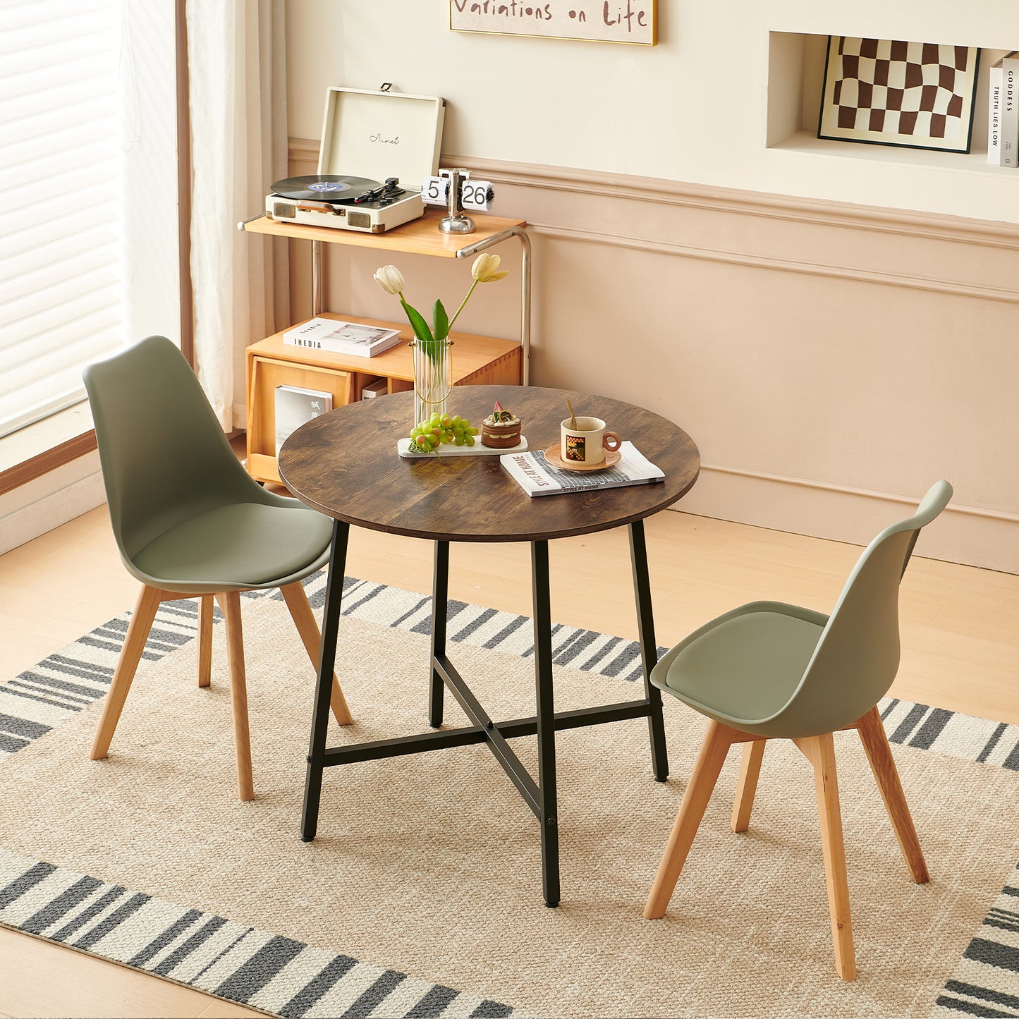Table de salle à manger 80 cm avec pieds en fer - Marques de feu - COBB