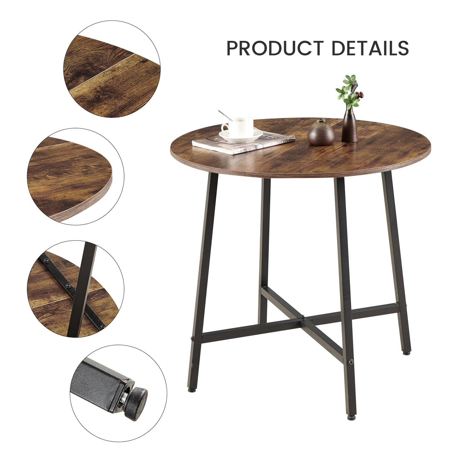 Table de salle à manger 80 cm avec pieds en fer - Marques de feu - COBB
