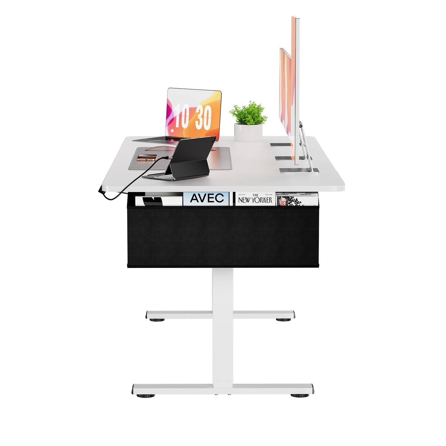 Bureau électrique Réglable en Hauteur 160 x 75 cm, Blanc-DUMONT