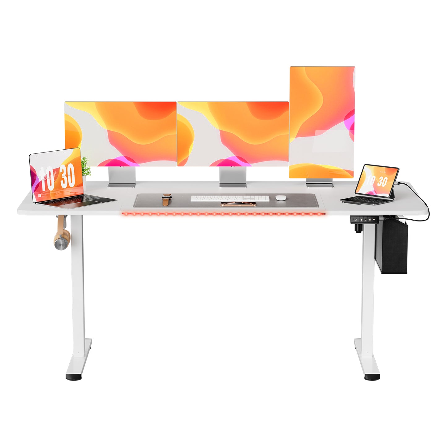 Bureau électrique Réglable en Hauteur 160 x 75 cm, Blanc-DUMONT