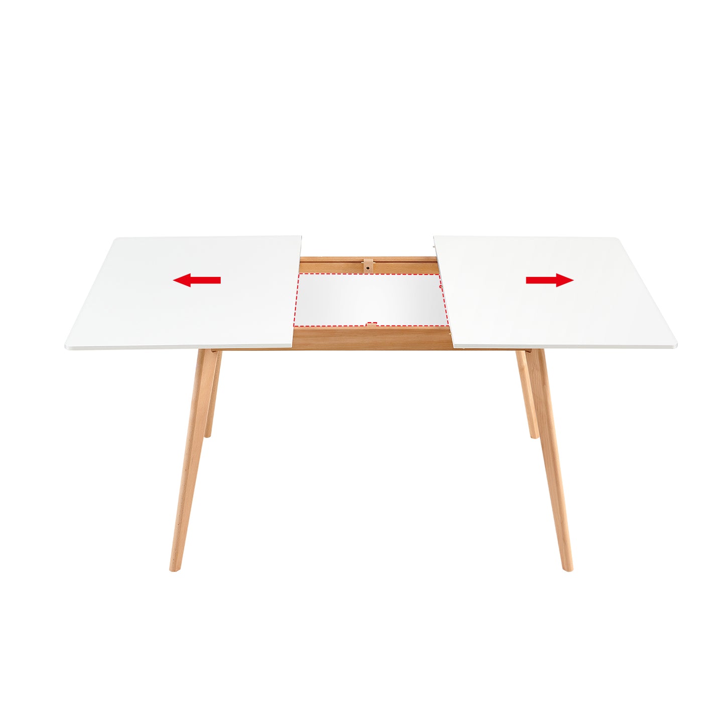 DUVALL Table à manger extensible rectangulaire blanche 120-160 cm