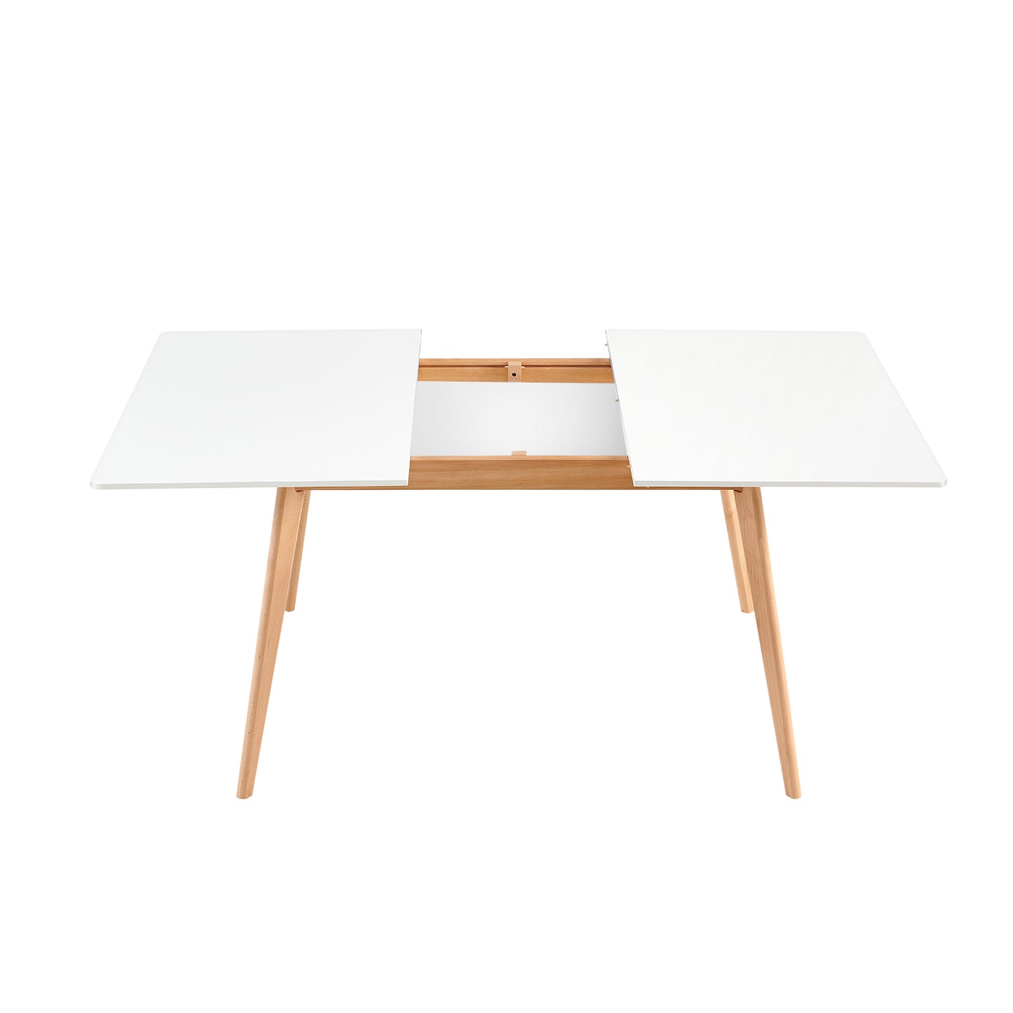 DUVALL Table à manger extensible rectangulaire blanche 120-160 cm