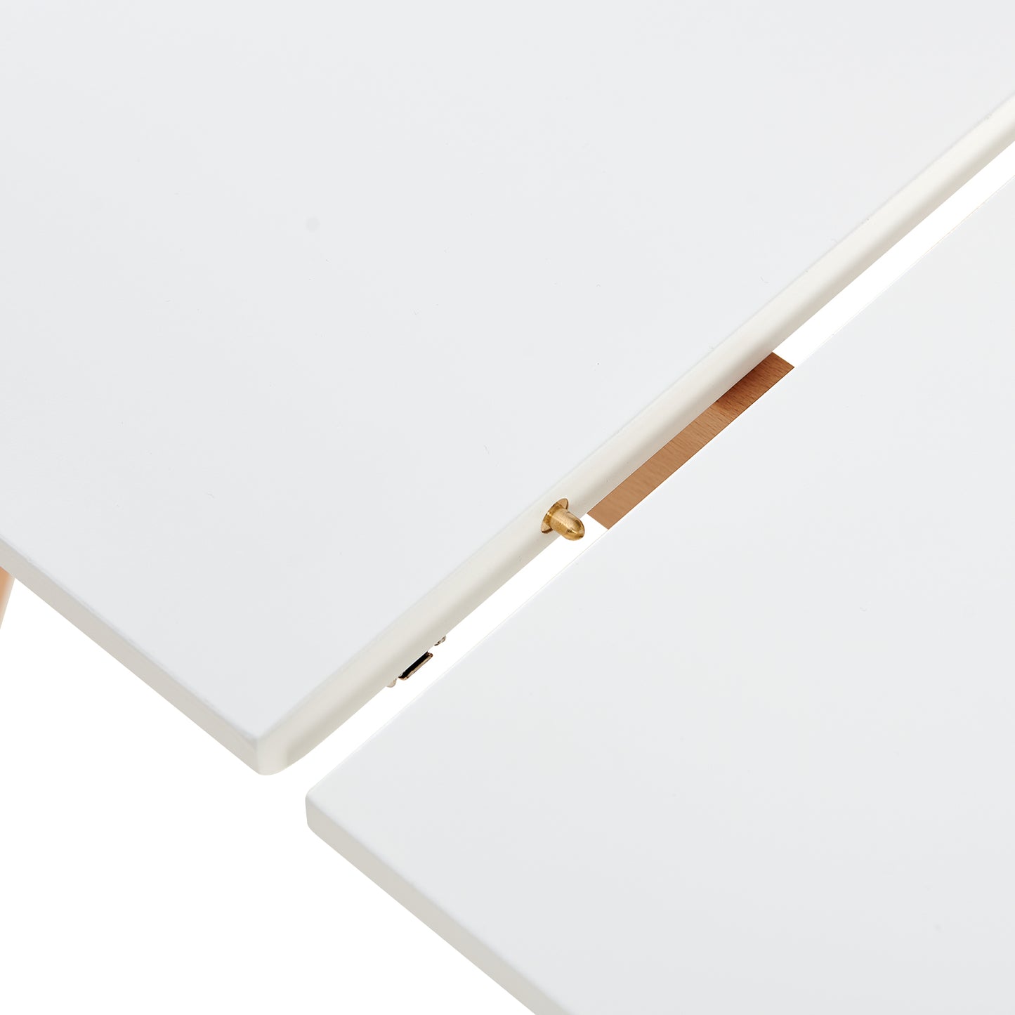 DUVALL Table à manger extensible rectangulaire blanche 120-160 cm