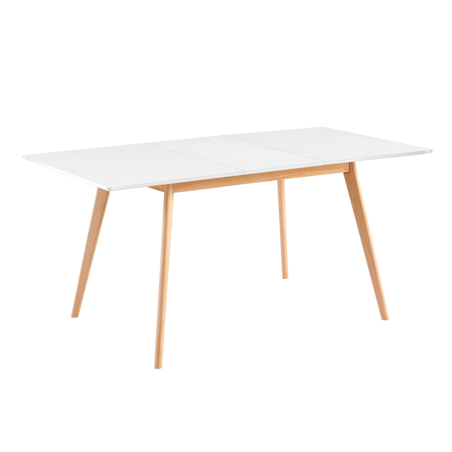 DUVALL Table à manger extensible rectangulaire blanche 120-160 cm