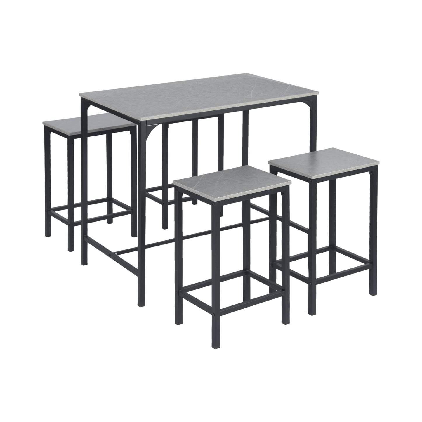 FAIRMAN Ensemble de bar rétro pour 4 personnes - Motif marbre gris