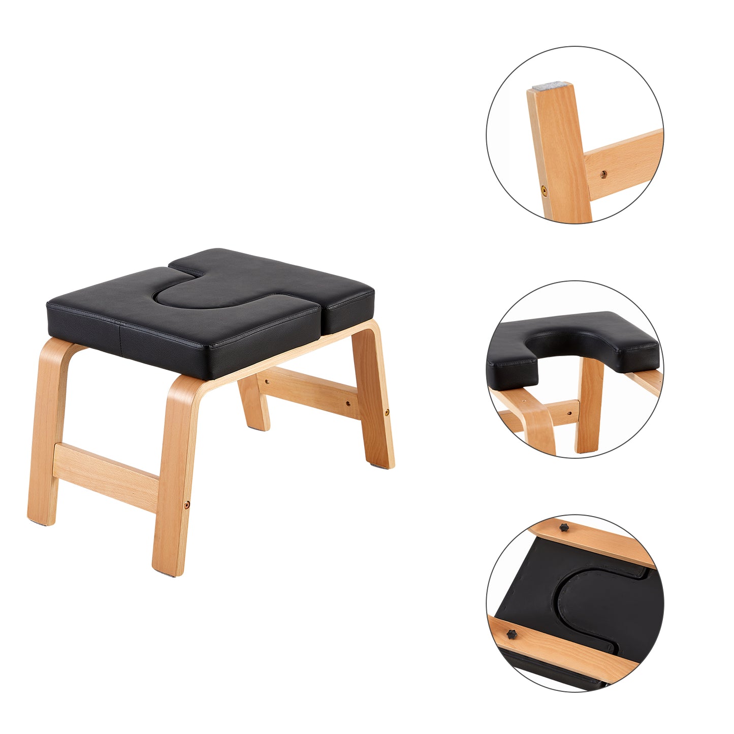 Banc de poirier de yoga, chaise d'inversion de yoga pour le renforcement du noyau - Blanc/Noir