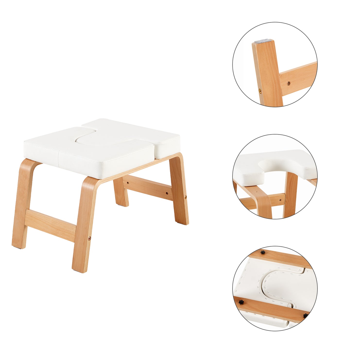 Banc de poirier de yoga, chaise d'inversion de yoga pour le renforcement du noyau - Blanc/Noir