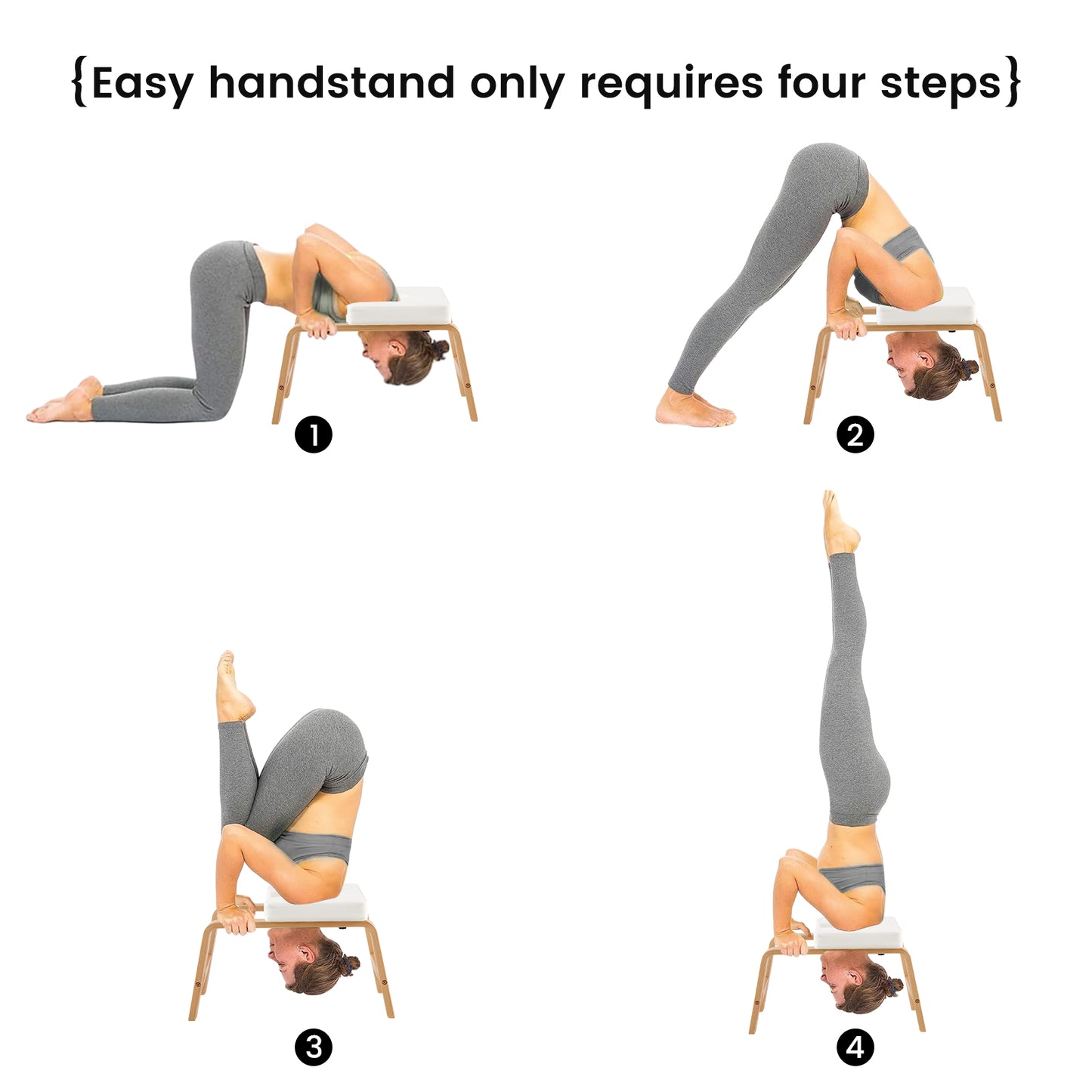 Banc de poirier de yoga, chaise d'inversion de yoga pour le renforcement du noyau - Blanc/Noir