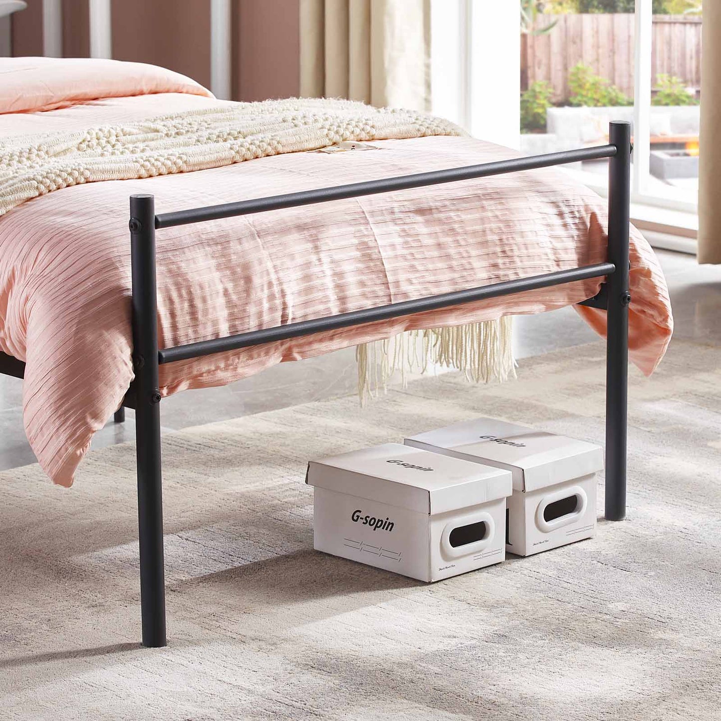 PRIMO Lit Simple en Métal - Noir Lot de 2