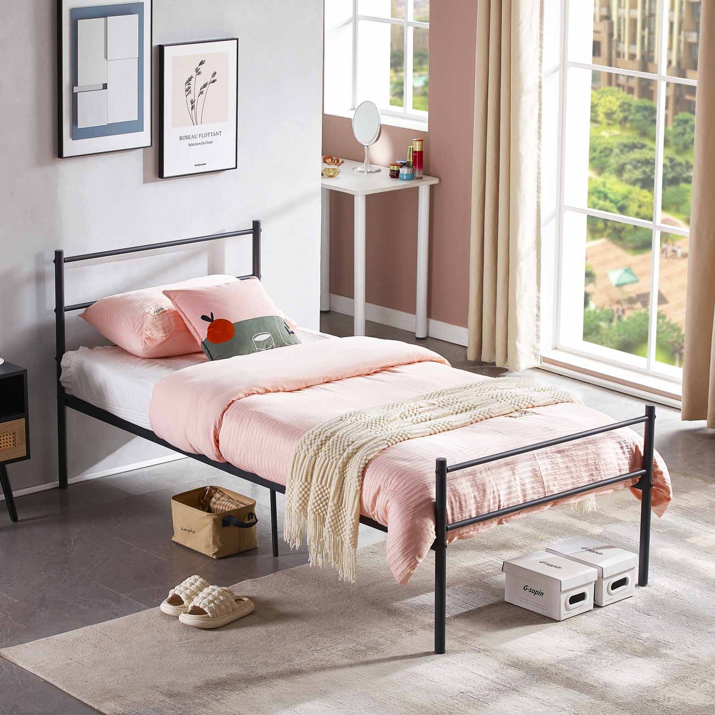 PRIMO Lit Simple en Métal - Noir Lot de 2