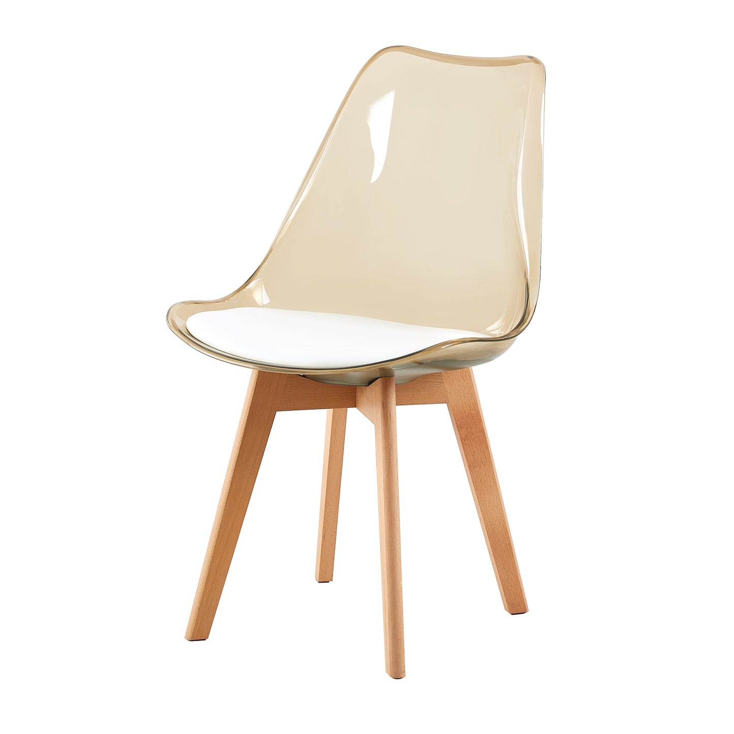 TULIP Chaise de salle à manger à dossier de chaise Tawny et pieds en hêtre - Ensemble de 2/4