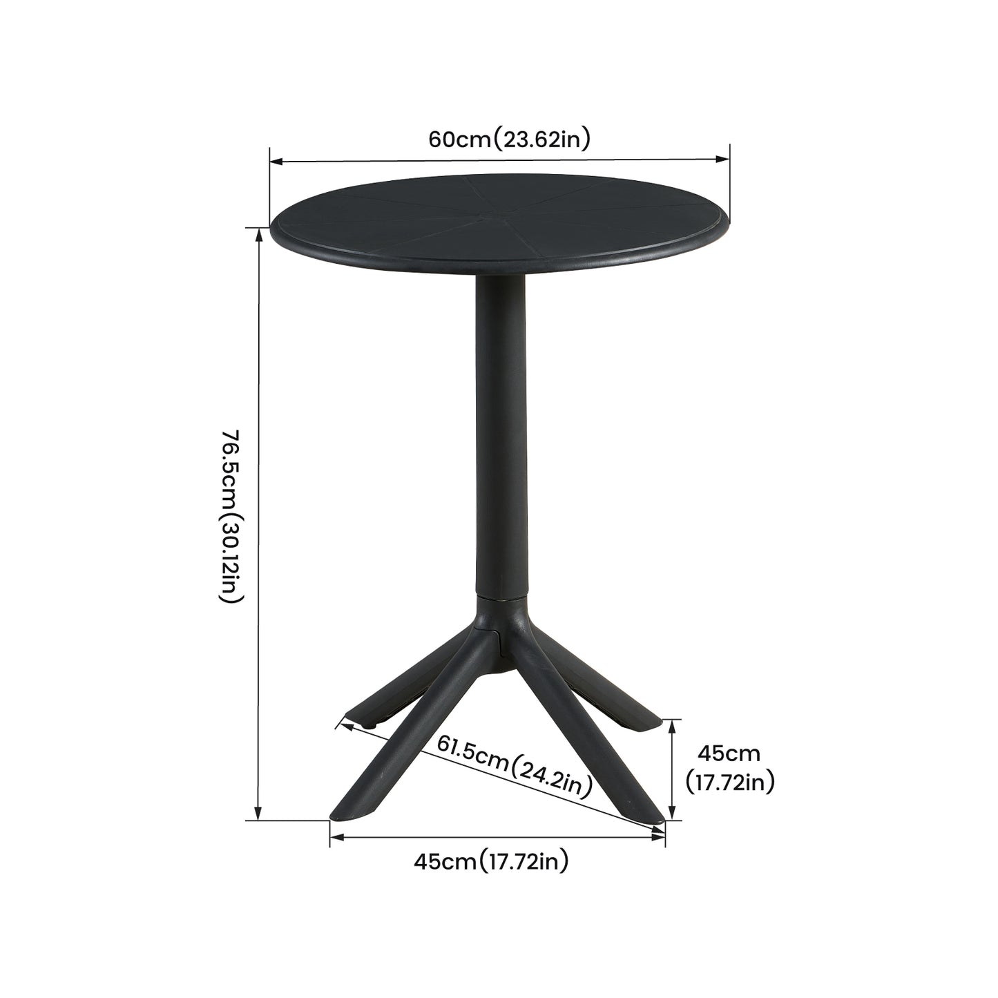 Table de cocktail moderne haute 75 cm, noire