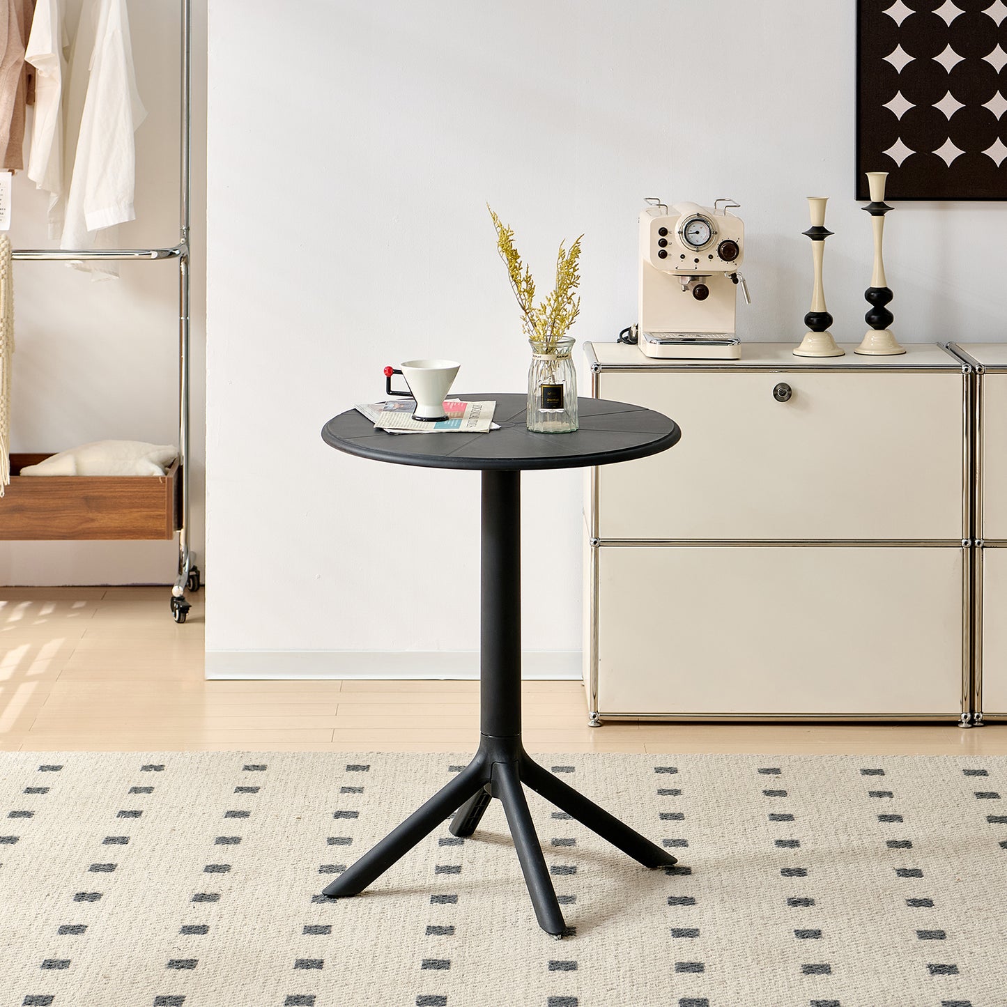 Table de cocktail moderne haute 75 cm, noire