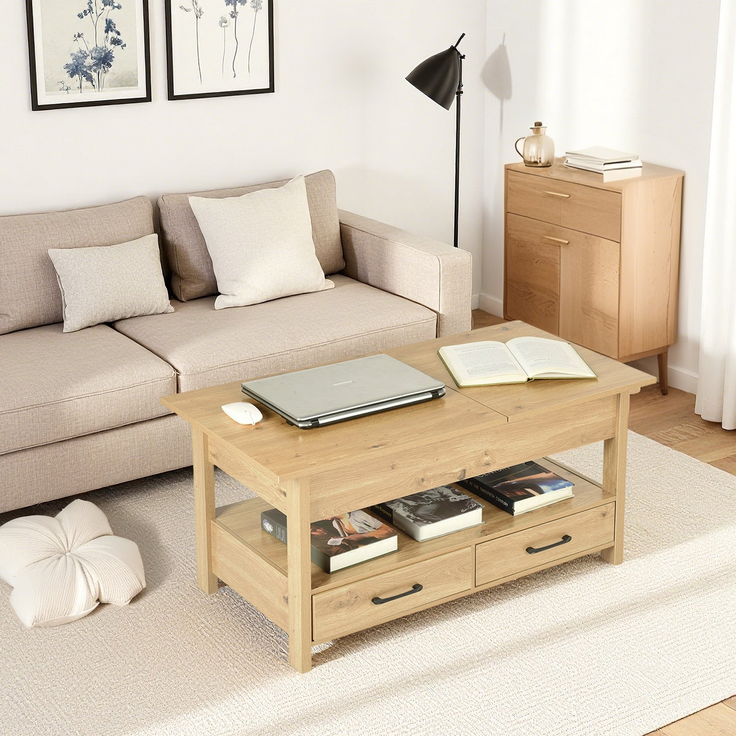 MORAN Table basse rectangulaire réglable en hauteur
