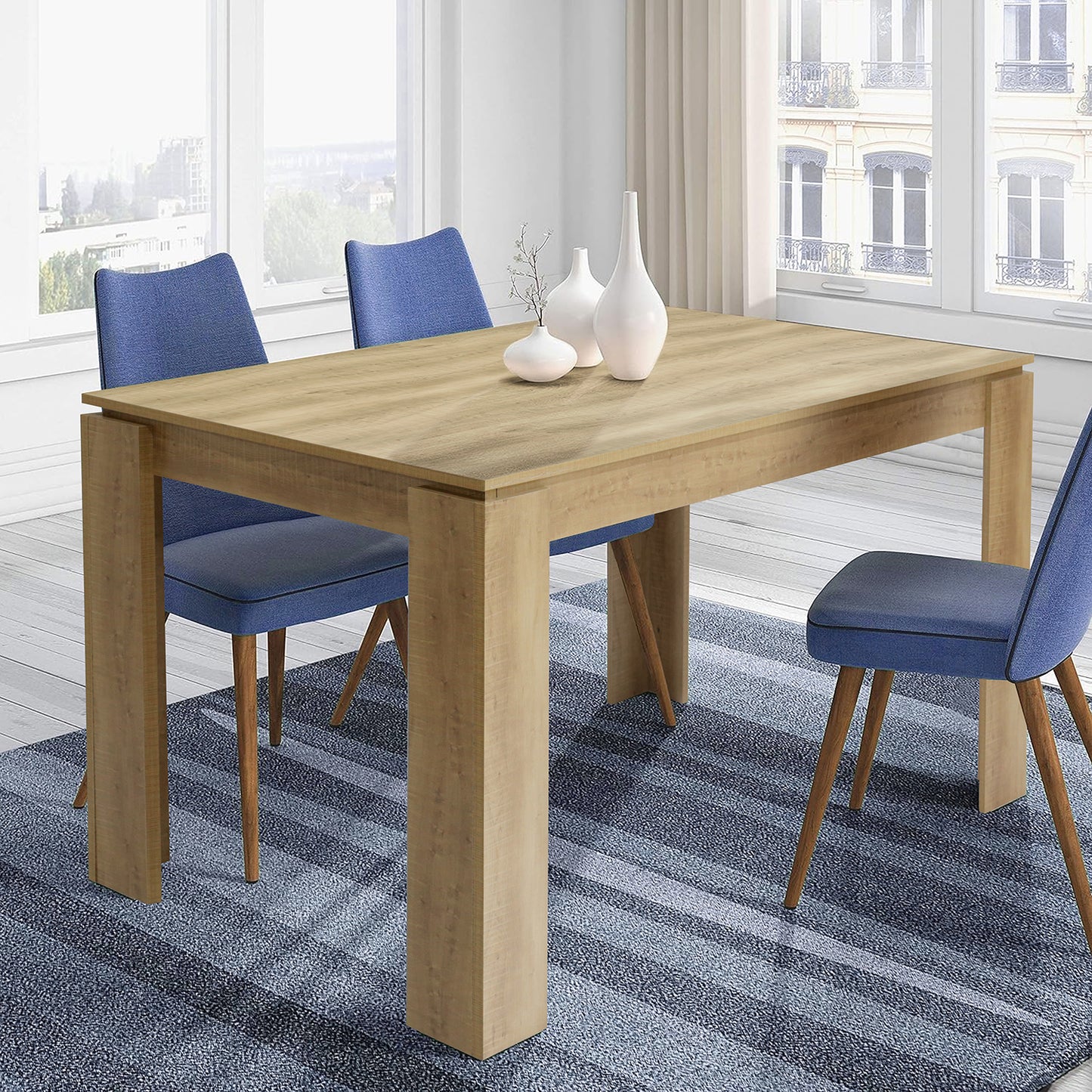 MUSK Table à manger avec 120 cm - Blanc/CHÊNE/Noir