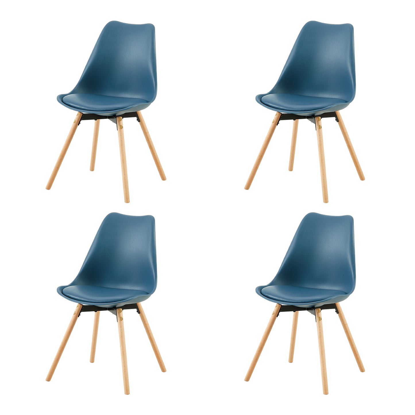 Lot de 4/6 Chaises Latérales OATS – Gris Bleu Clair / Gris Bleu Foncé/Crème glacée verte