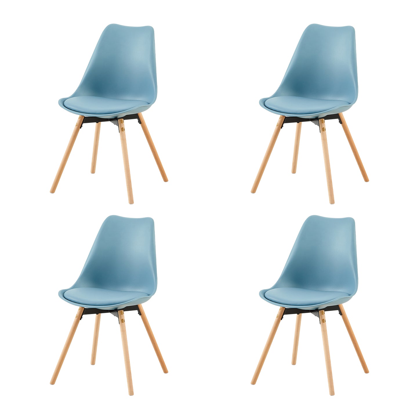 Lot de 4/6 Chaises Latérales OATS – Gris Bleu Clair / Gris Bleu Foncé/Crème glacée verte
