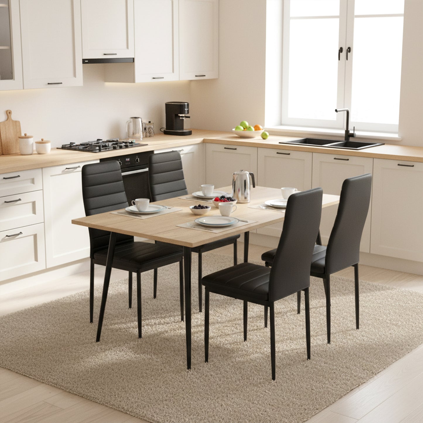 Table de salle à manger extensible ONAVA, table de cuisine rectangulaire en chêne, 120-160 cm