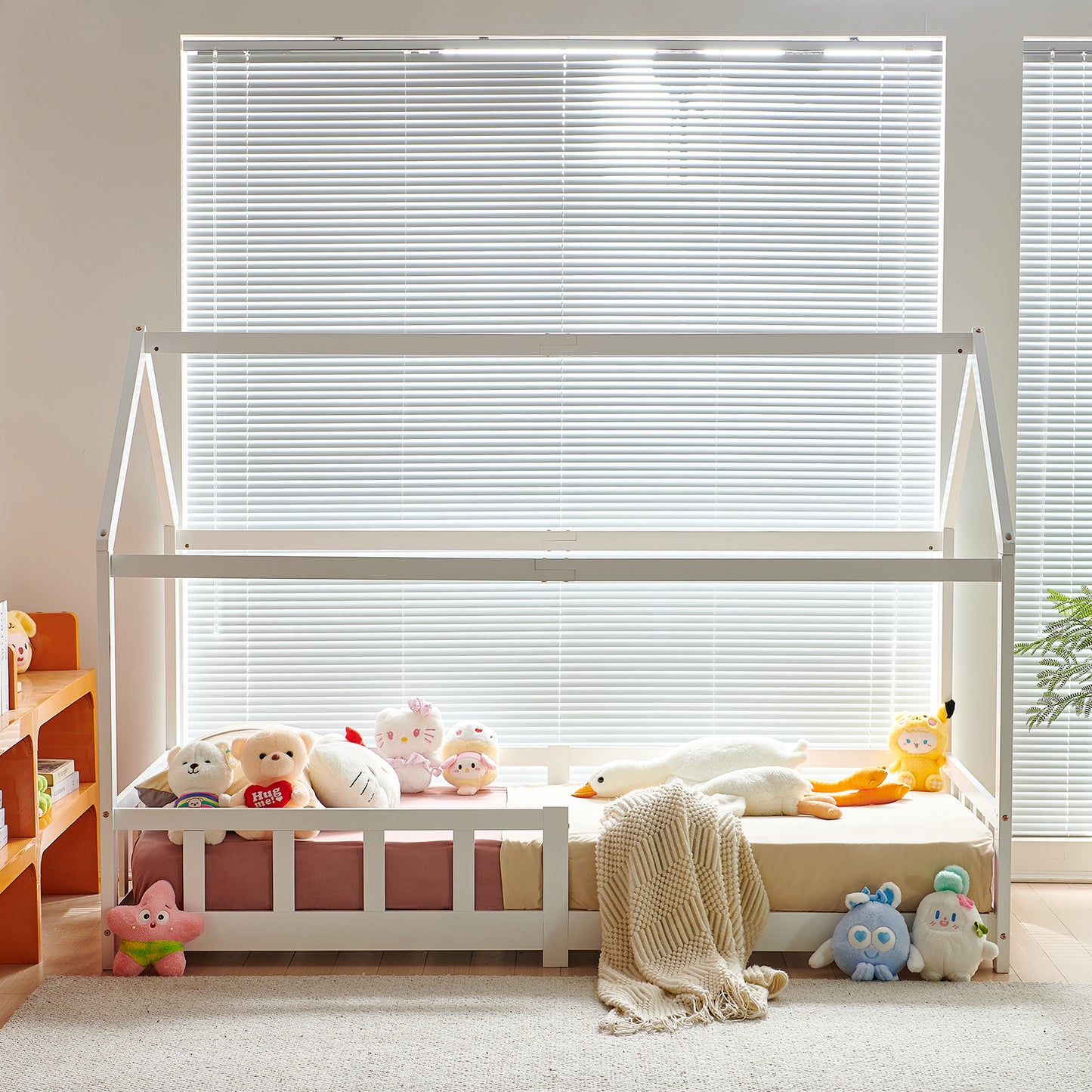 Lit Cabane Simple Pour maison Enfants avec - Bois/Blanc - PINEY
