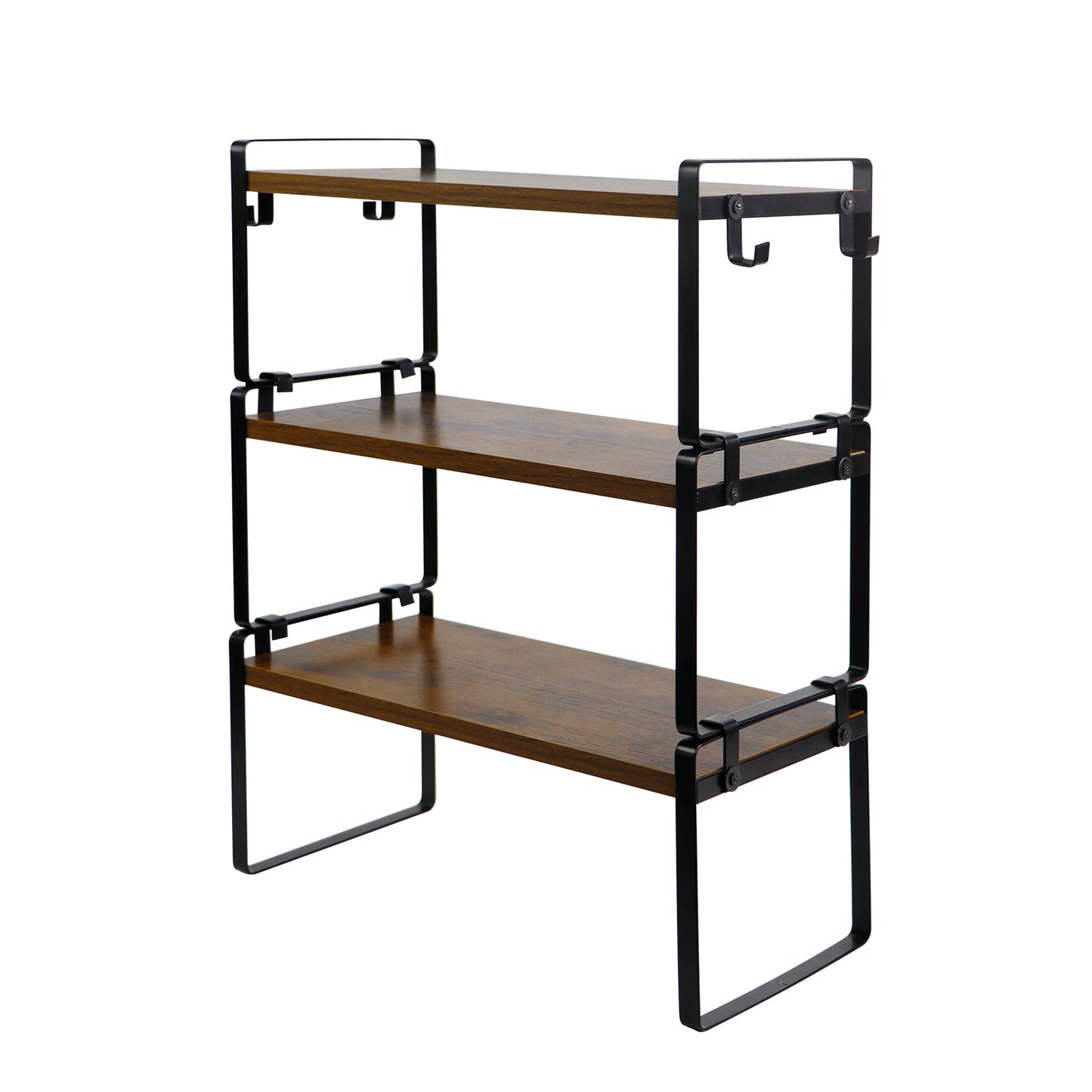 PONCE Étagère de rangement empilable pour cuisine, gain de place, 1/3/5 pièces - Feu/Bois/Blanc