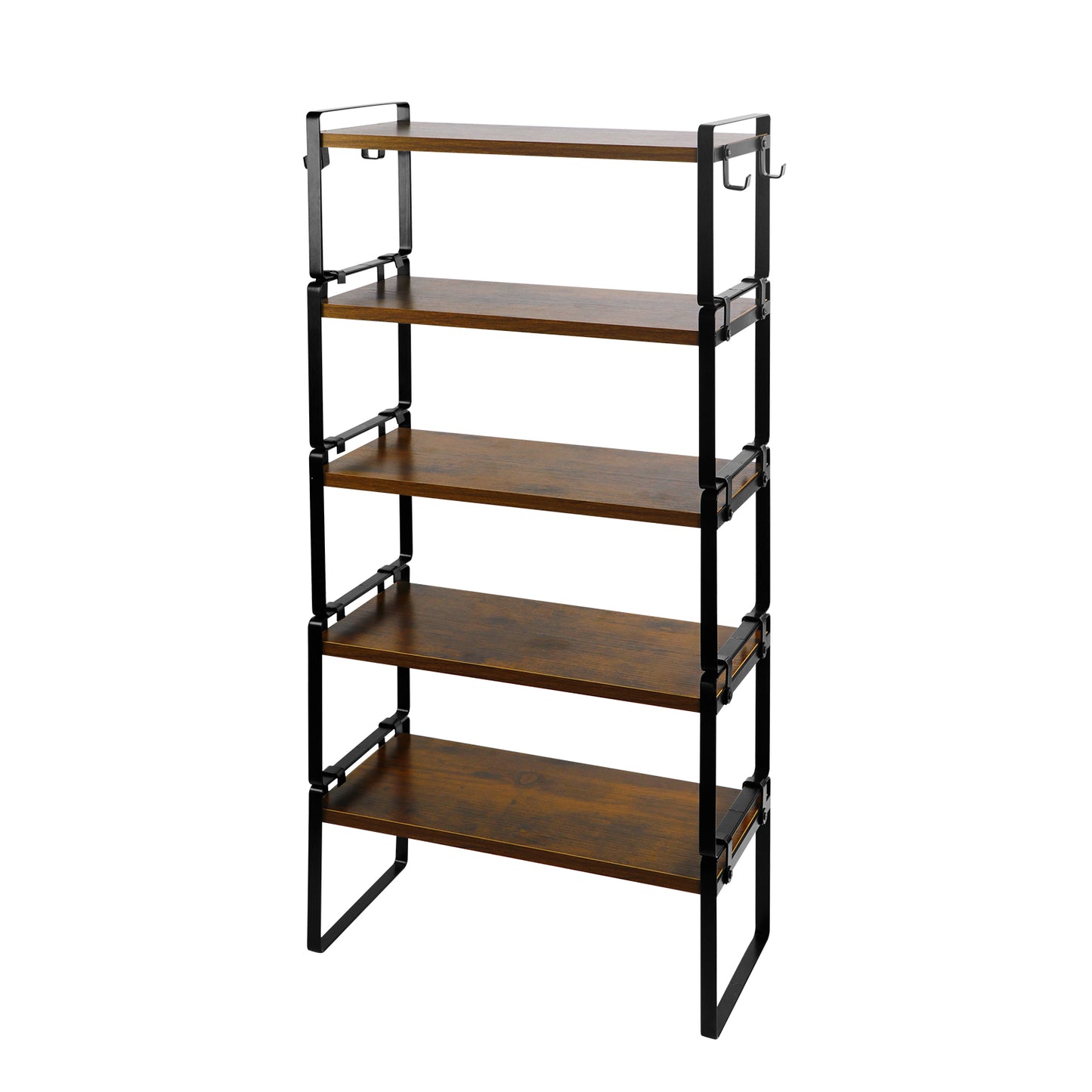 PONCE Étagère de rangement empilable pour cuisine, gain de place, 1/3/5 pièces - Feu/Bois/Blanc