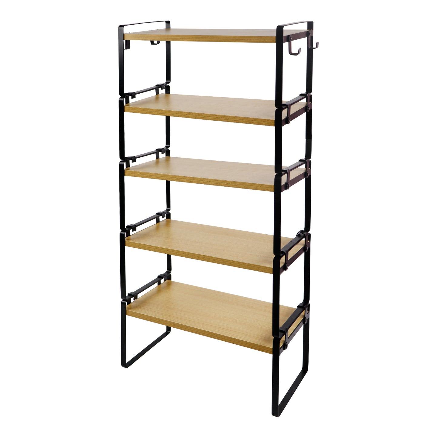 PONCE Étagère de rangement empilable pour cuisine, gain de place, 1/3/5 pièces - Feu/Bois/Blanc
