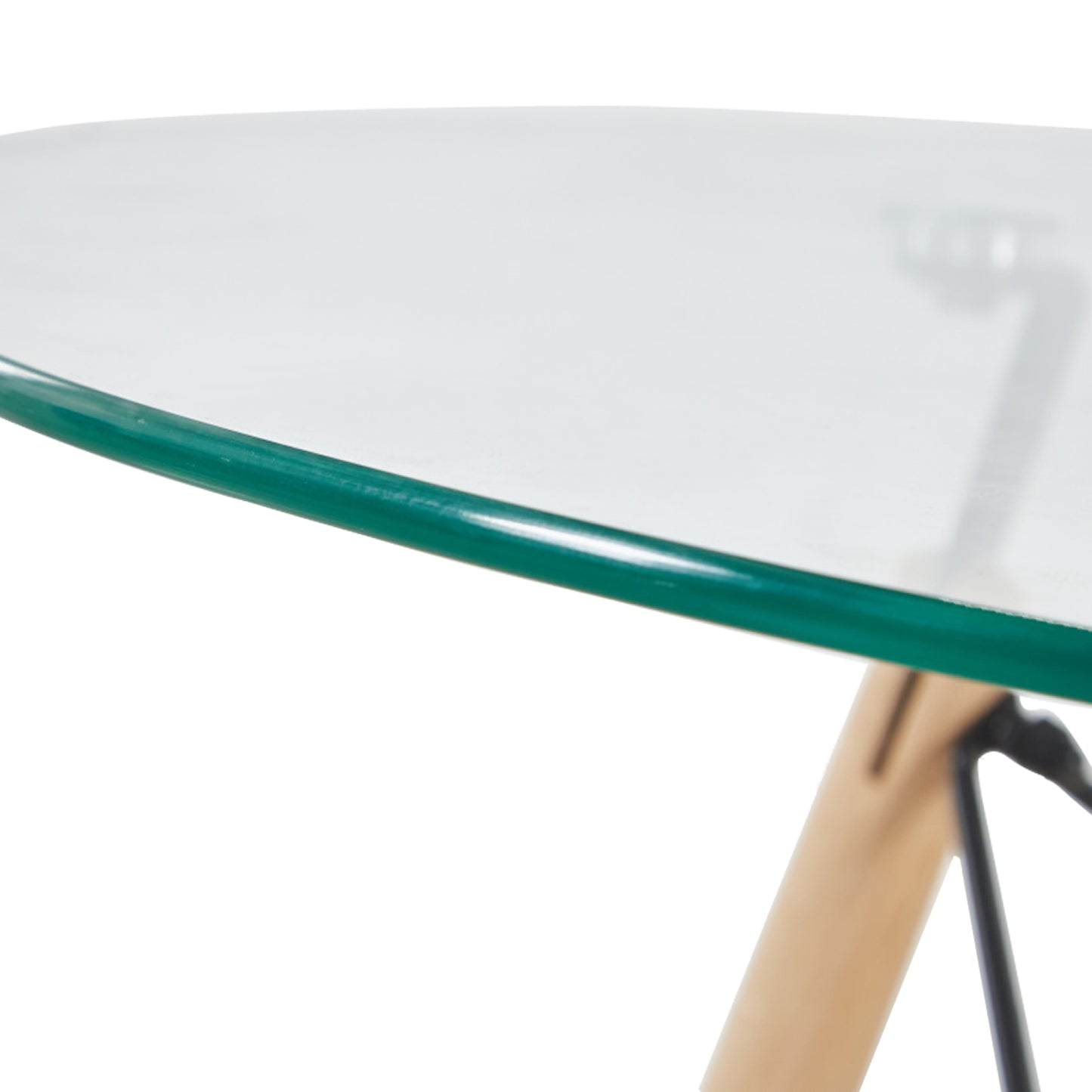 RAY Table à Manger Ronde en MDF/Verre avec Pieds en Hêtre 80 * 80 * 74 cm - Noir/Blanc/Clair