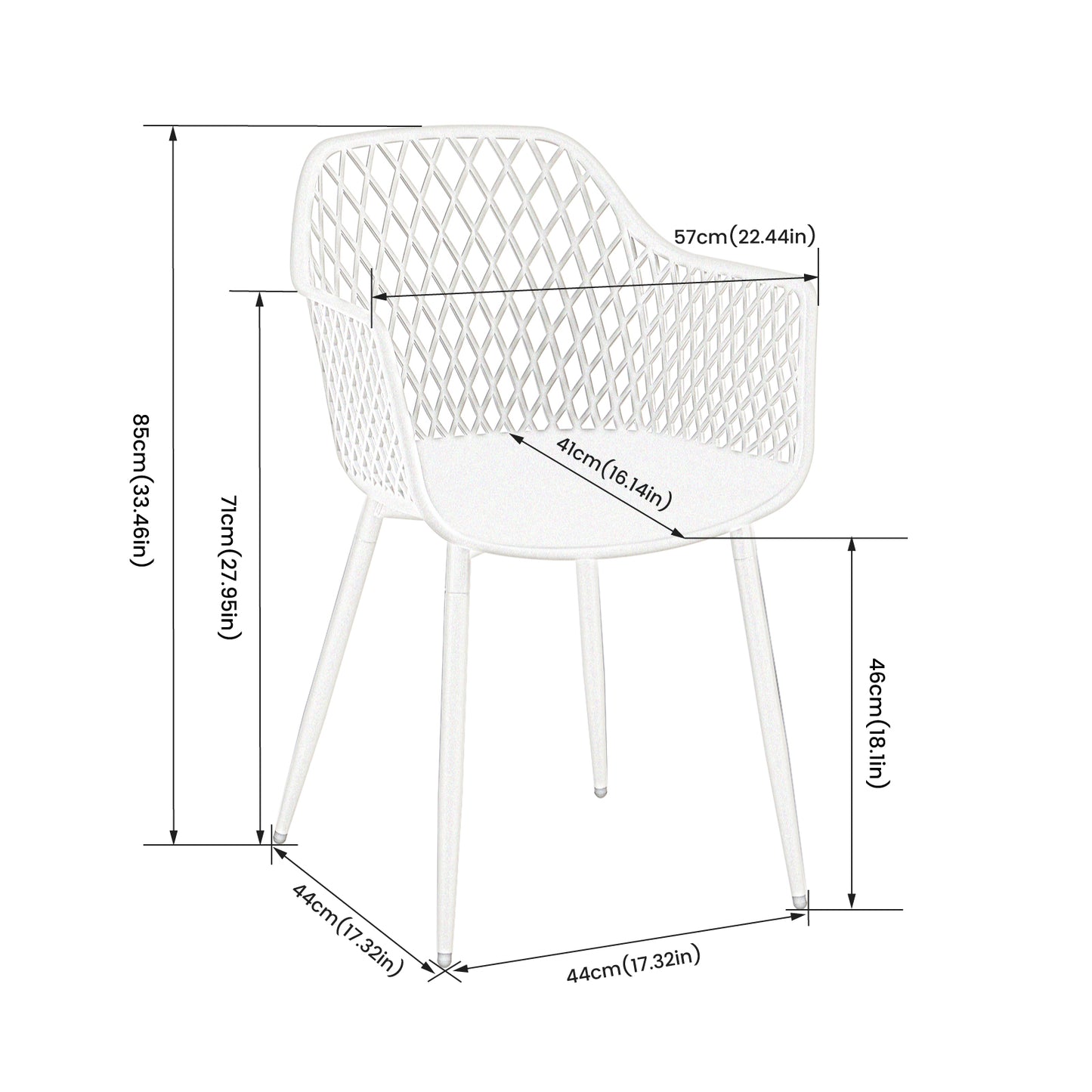 Chaise de salle à manger à accoudoirs creux (lot de 4/6) - Gris-ROME