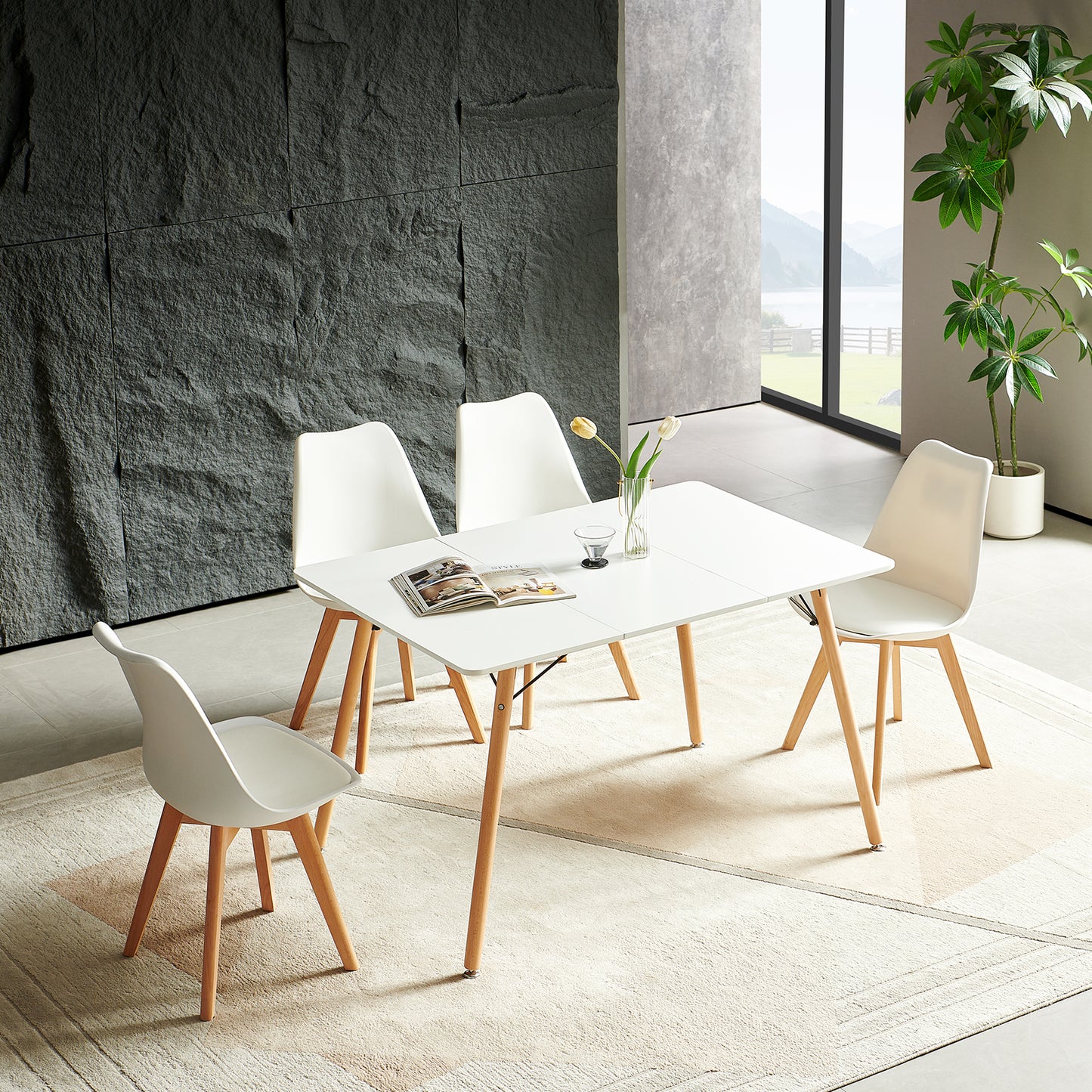 Table à manger nordique simple et moderne multifonctionnelle EGGREE - Blanche