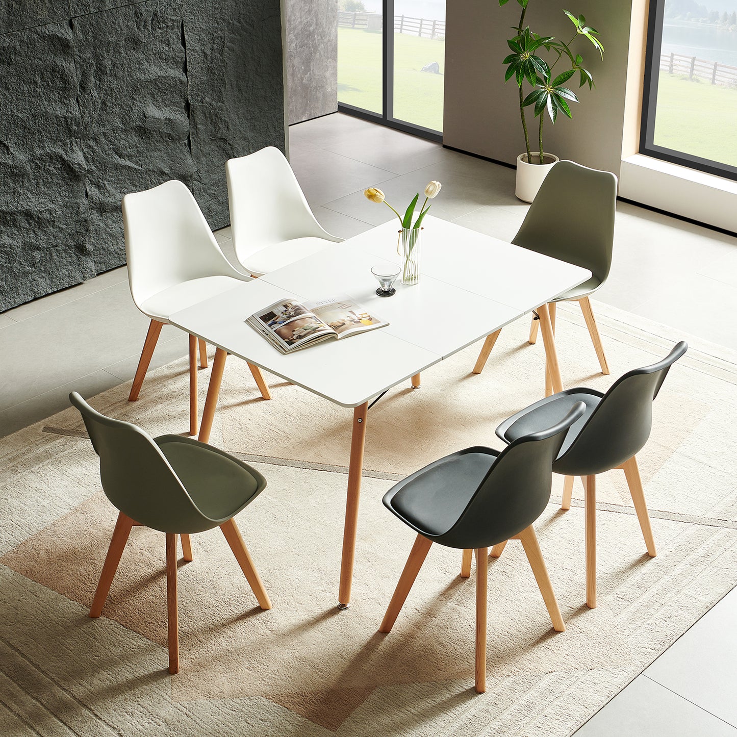 Table à manger nordique simple et moderne multifonctionnelle EGGREE - Blanche