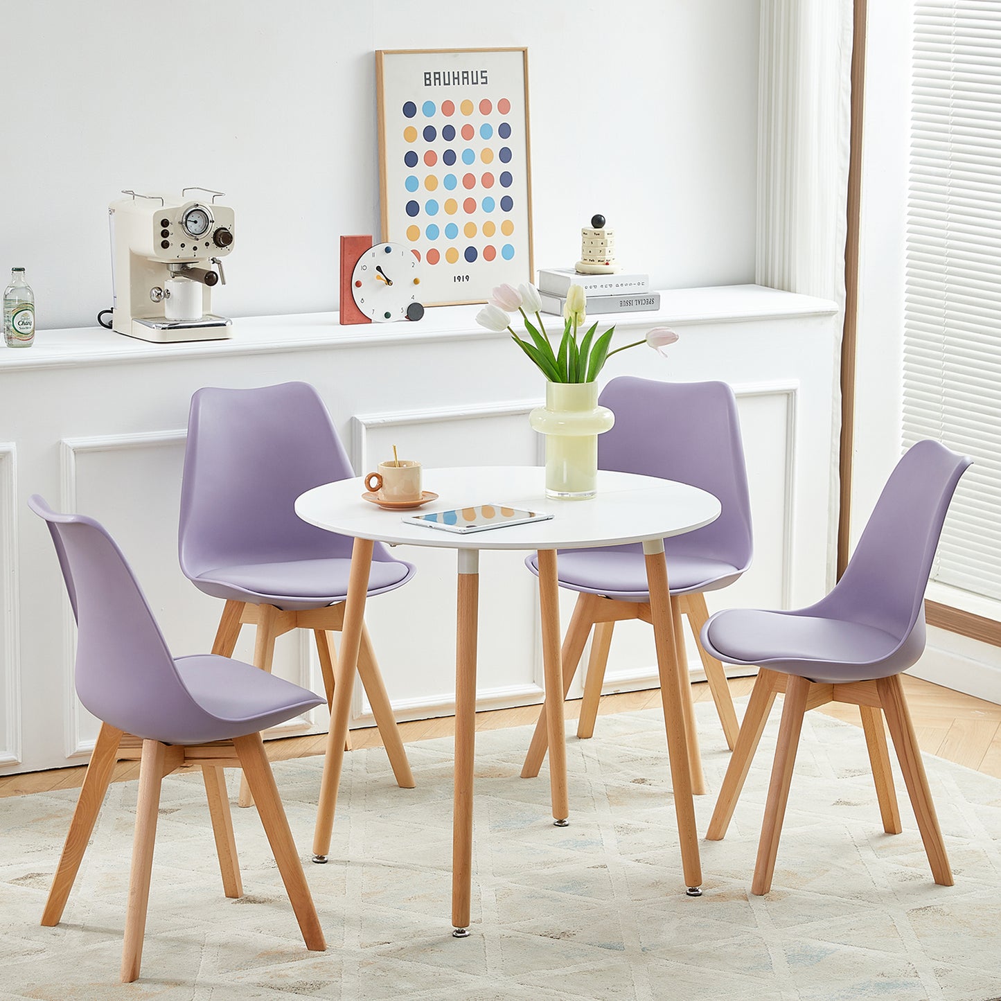 Chaise de Salle à Manger TULIP PP - Vert Mat/Gris Violet/Vert Crème Glacée - Chaise de Bureau Rembourrée en PU
