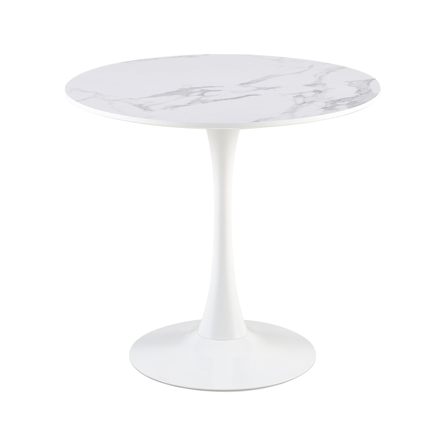 Table à manger ronde lisse TULIP avec un diamètre de 75 cm - Noir/Blanc/Marbrier