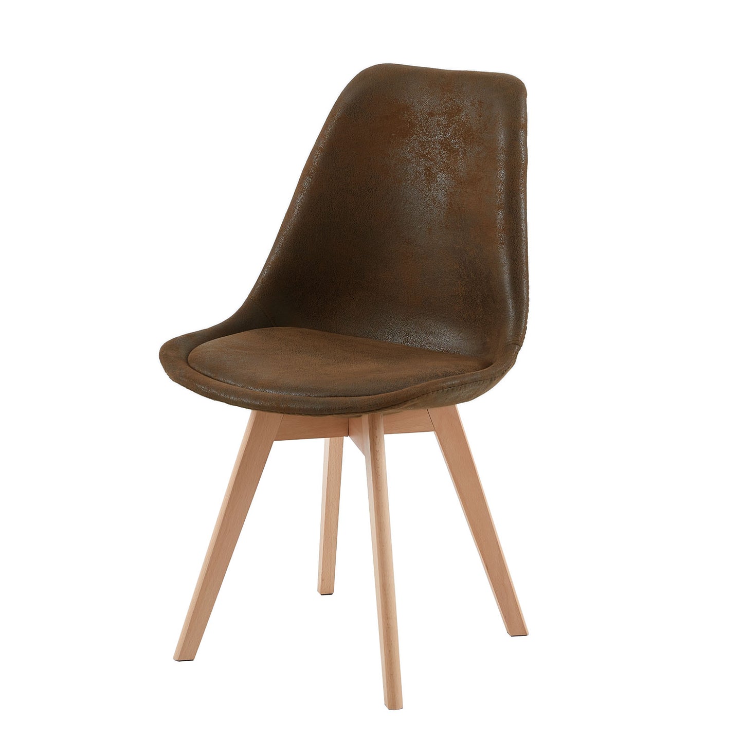 Chaise d'appoint rembourrée en daim TULIP (lot de 4) - Marron